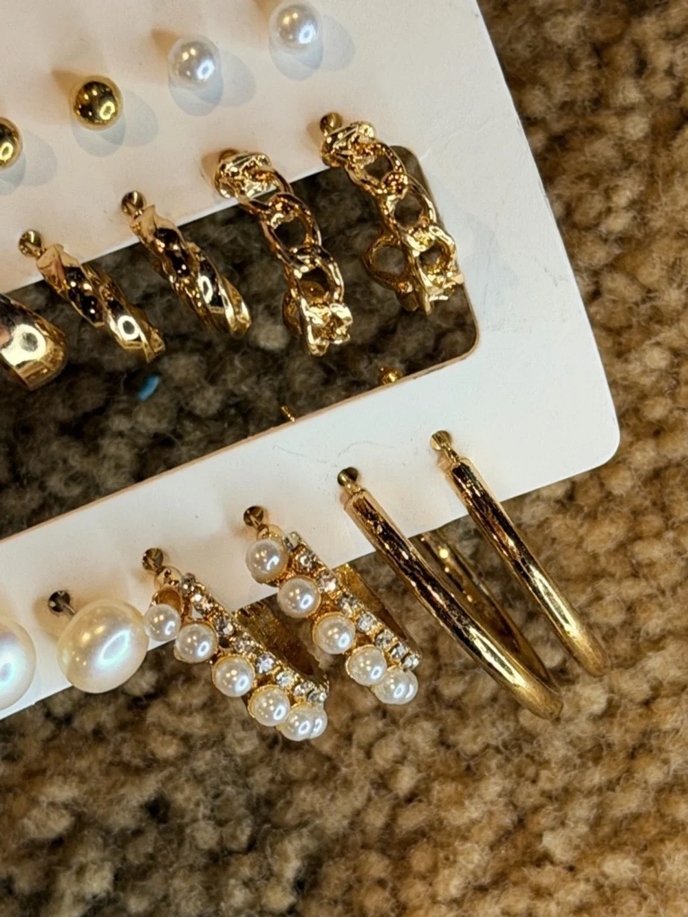 Fashion Jewelry Gold White Pearl Earring Set Assorted Styles